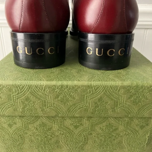 Gucci Burgundy Double Monk Strap Shoes display picture 3